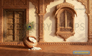 HERITAGE WOODEN DOOR MAKHAN MATKI - PRINTED BACKDROP