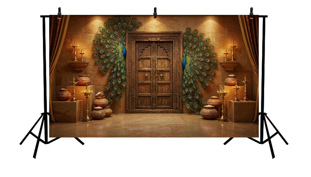 TRADITIONAL FESTIVE MARIGOLD PURPLE WALL - PRINTED BACKDROP