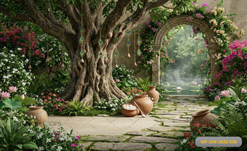 TRADITIONAL FESTIVE GARDEN VRINDAVAN THEME - PRINTED BACKDROP