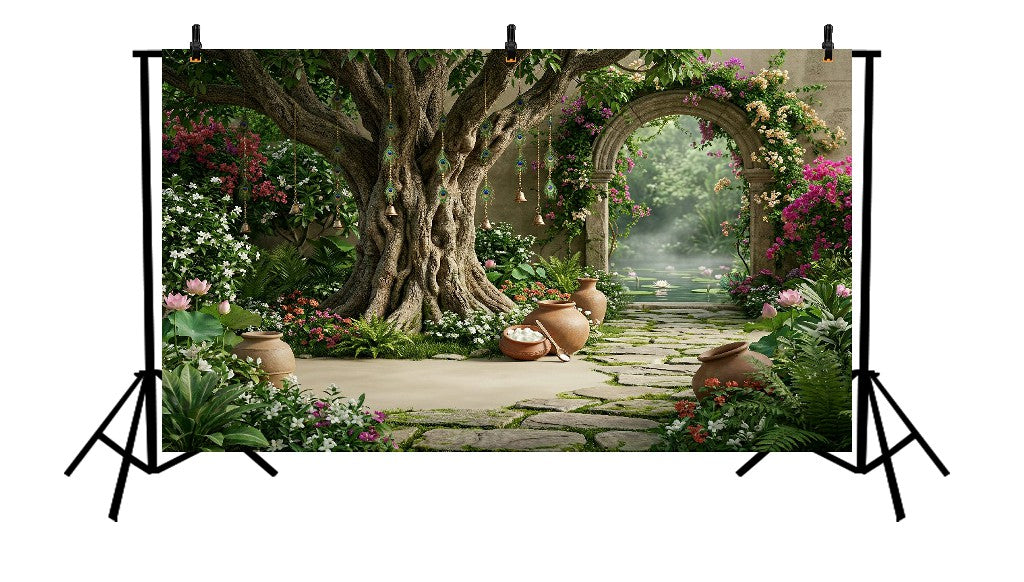 TRADITIONAL FESTIVE GARDEN VRINDAVAN THEME - PRINTED BACKDROP