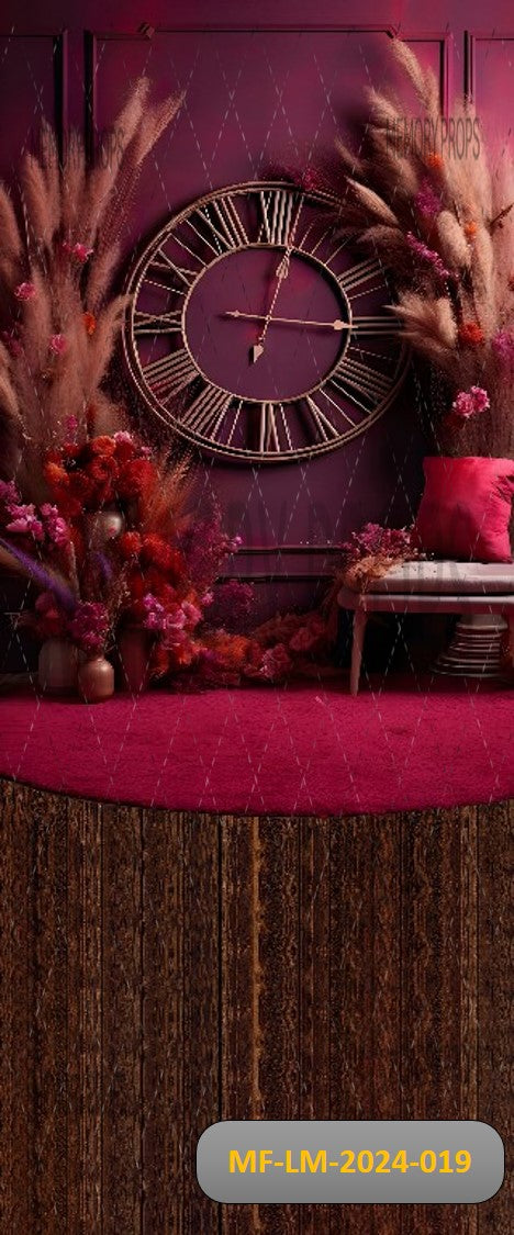 Boho Clock and Blooming Printed Backdrops