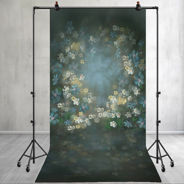 BLUE FLORAL ABSTRACT PORTRAIT - PRINTED BACKDROPS