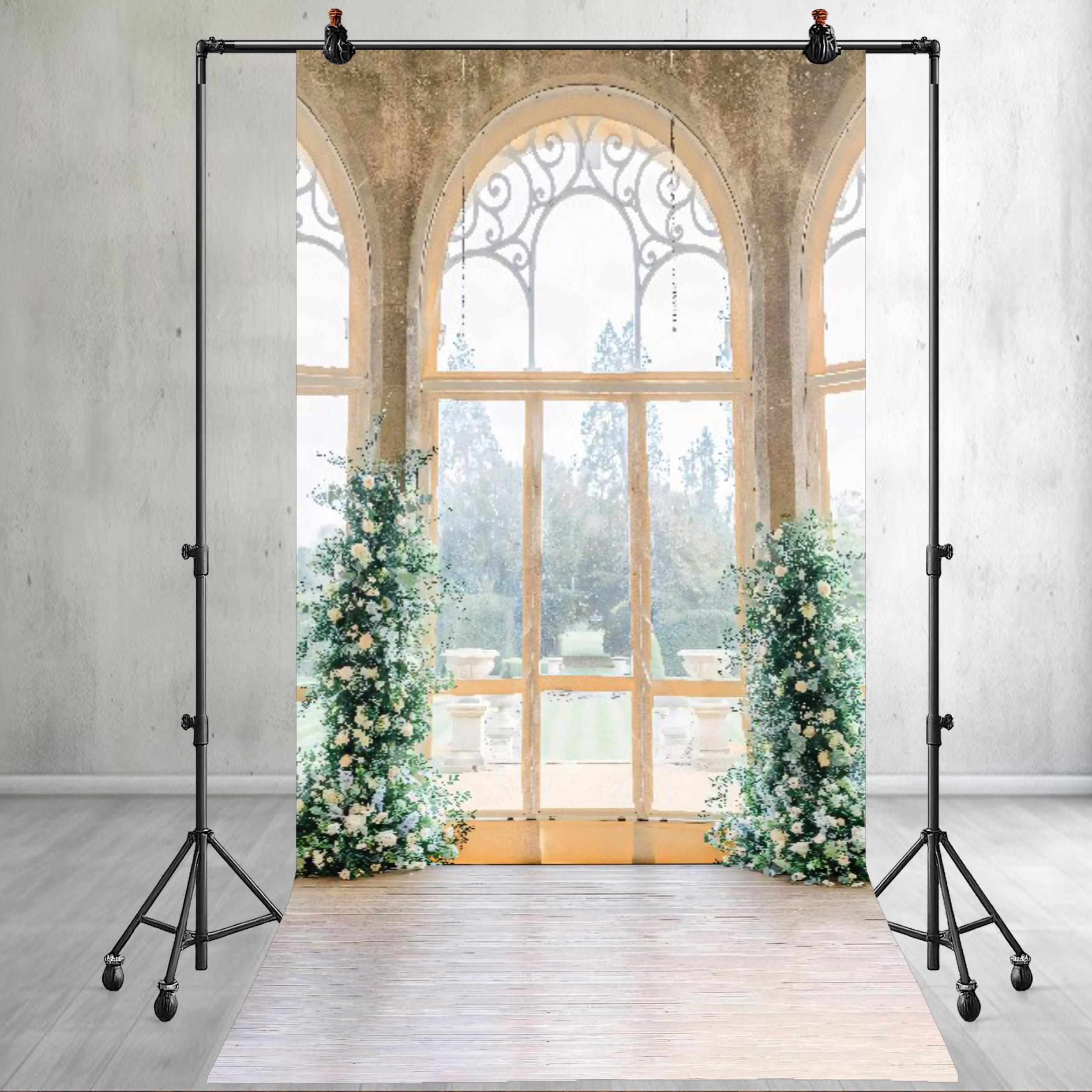 A Room With A Window And Bunch Printed Backdrop