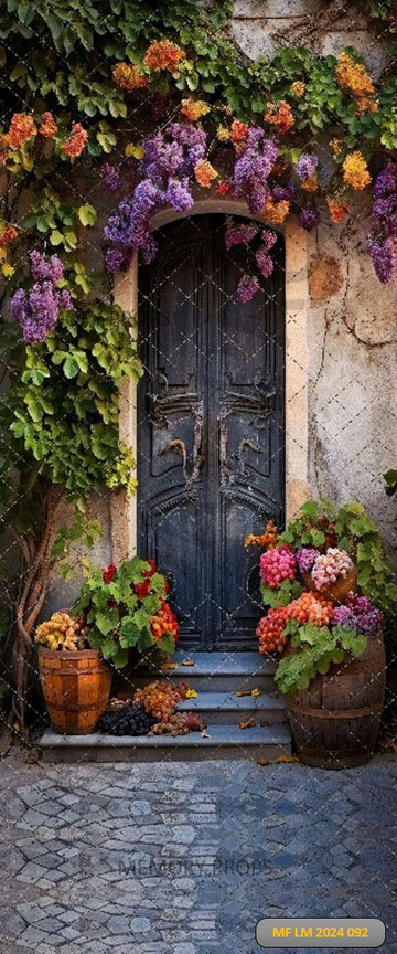 DOOR WITH FLOWER AND VINE COVERING - PRINTED BACKDROPS