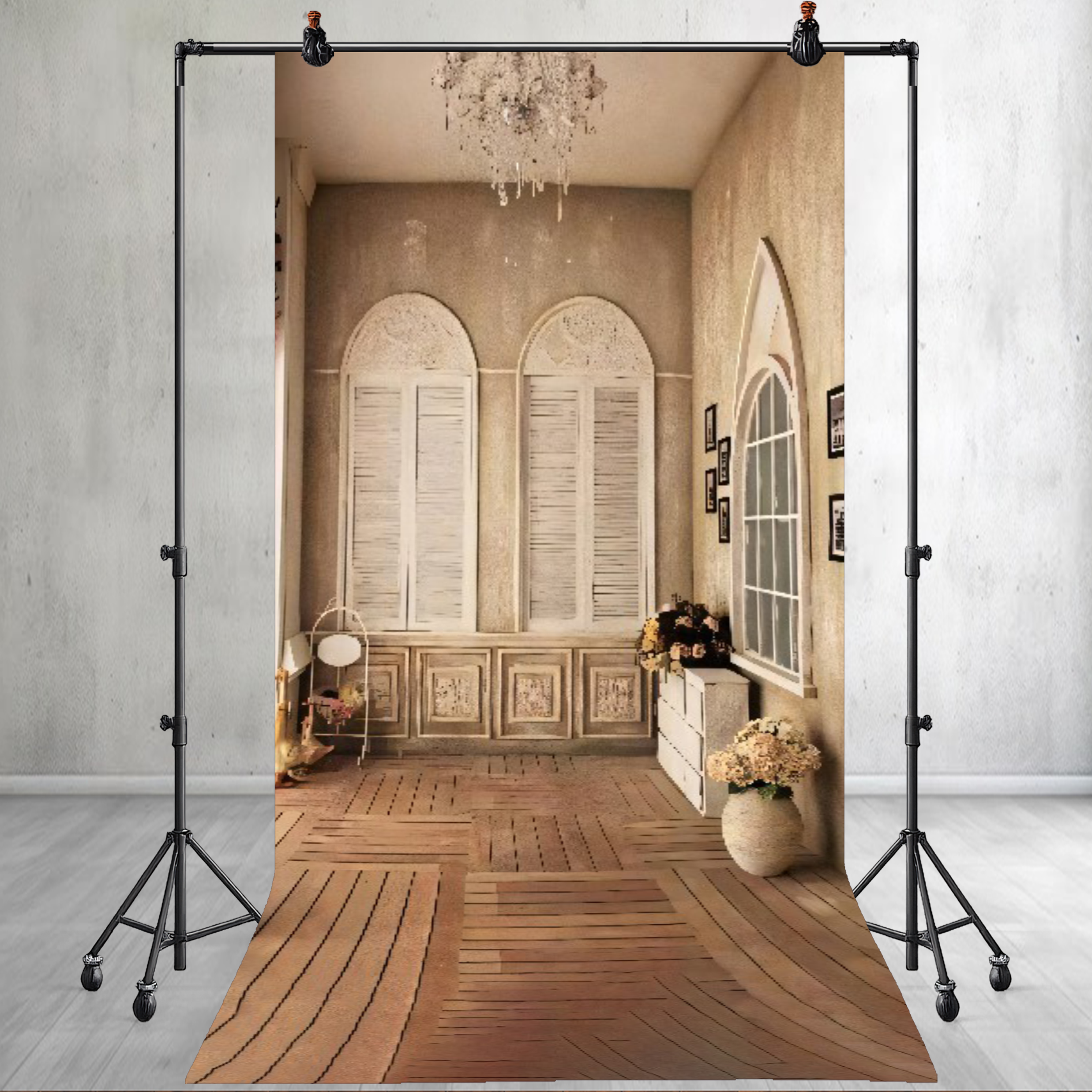Beige Classic Window Printed Backdrop