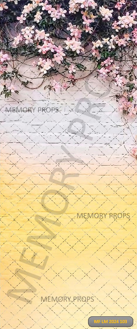 BLOSSOMS ON GRADIENT WALL - PRINTED BACKDROP