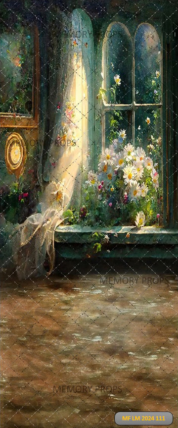 WINDOWSILL FULL OF FLOWERS - PRINTED BACKDROP