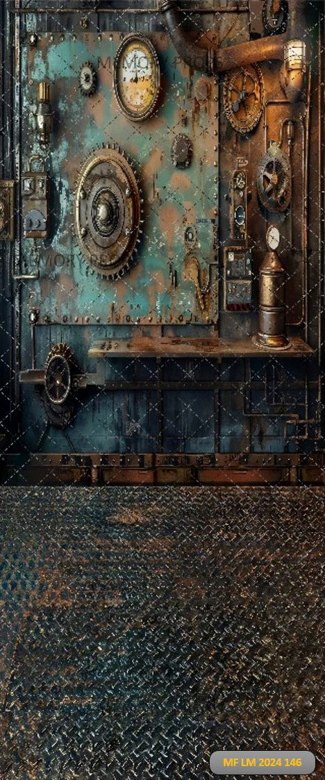 VINTAGE FACTORY STEAMPUNK - PRINTED BACKDROP