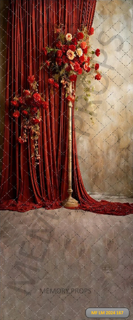 ROMANTIC ROSES REB CURTAIN - PRINTED BACKDROP