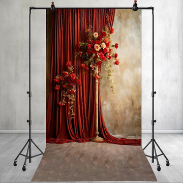 ROMANTIC ROSES REB CURTAIN - PRINTED BACKDROP