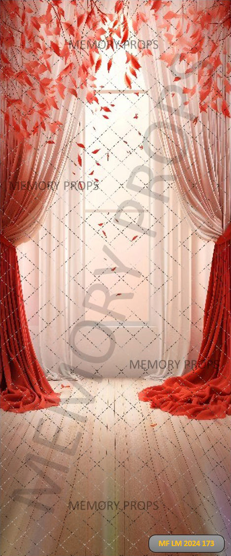 ELEGANT RED AND WHITE DRAPERY - PRINTED BACKDROP