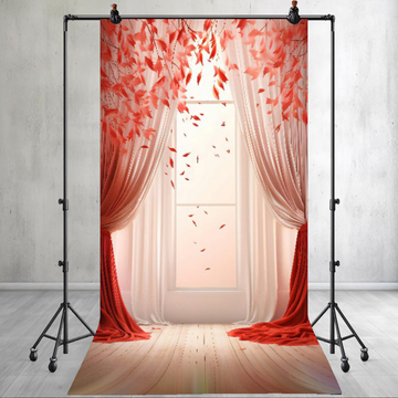 ELEGANT RED AND WHITE DRAPERY - PRINTED BACKDROP