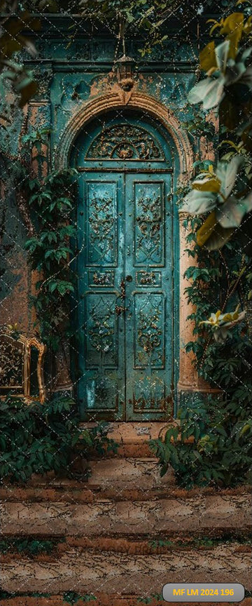 GREEN DOOR WITH A LEAF - PRINTED BACKDROP