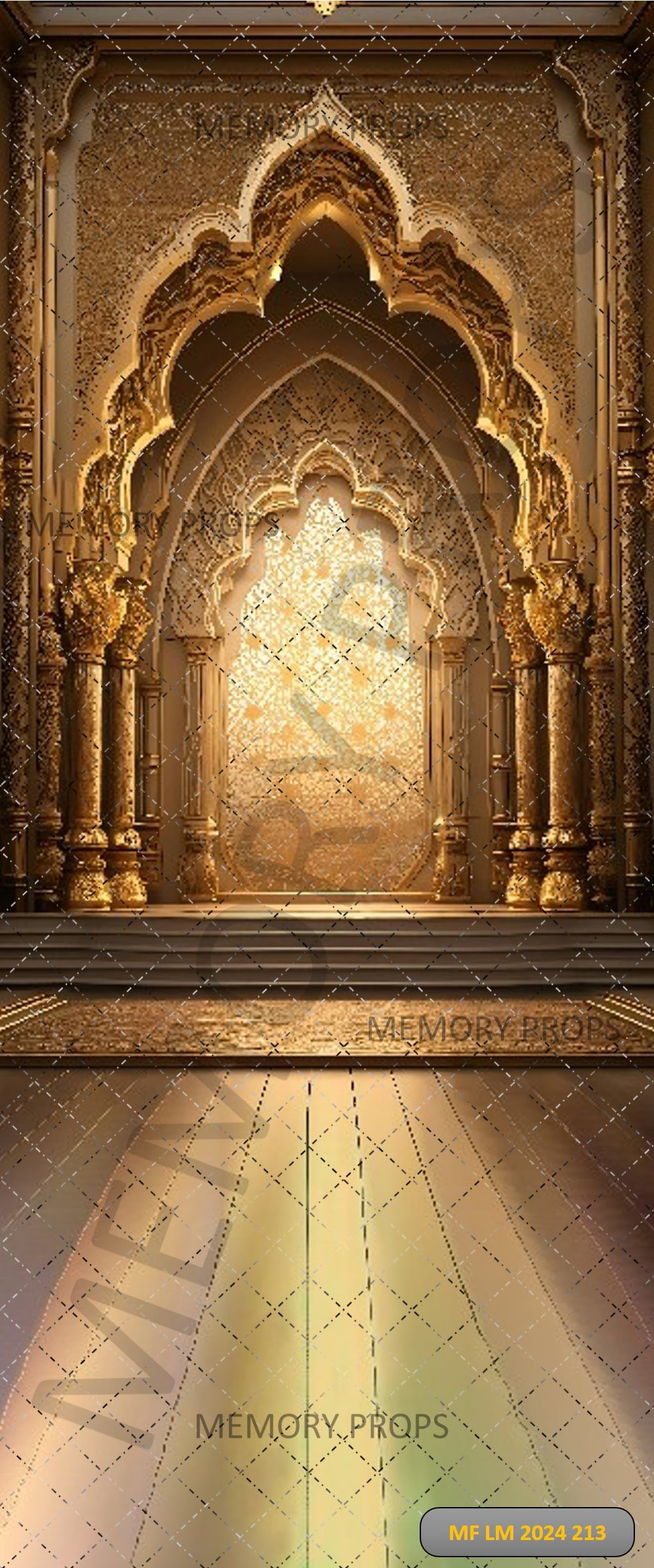 GOLDEN ARCH IN A PALACE COURTYARD - PRINTED BACKDROP