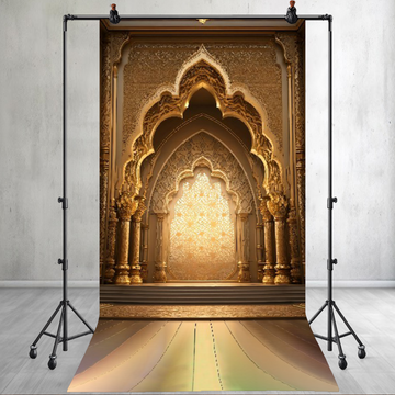 GOLDEN ARCH IN A PALACE COURTYARD - PRINTED BACKDROP