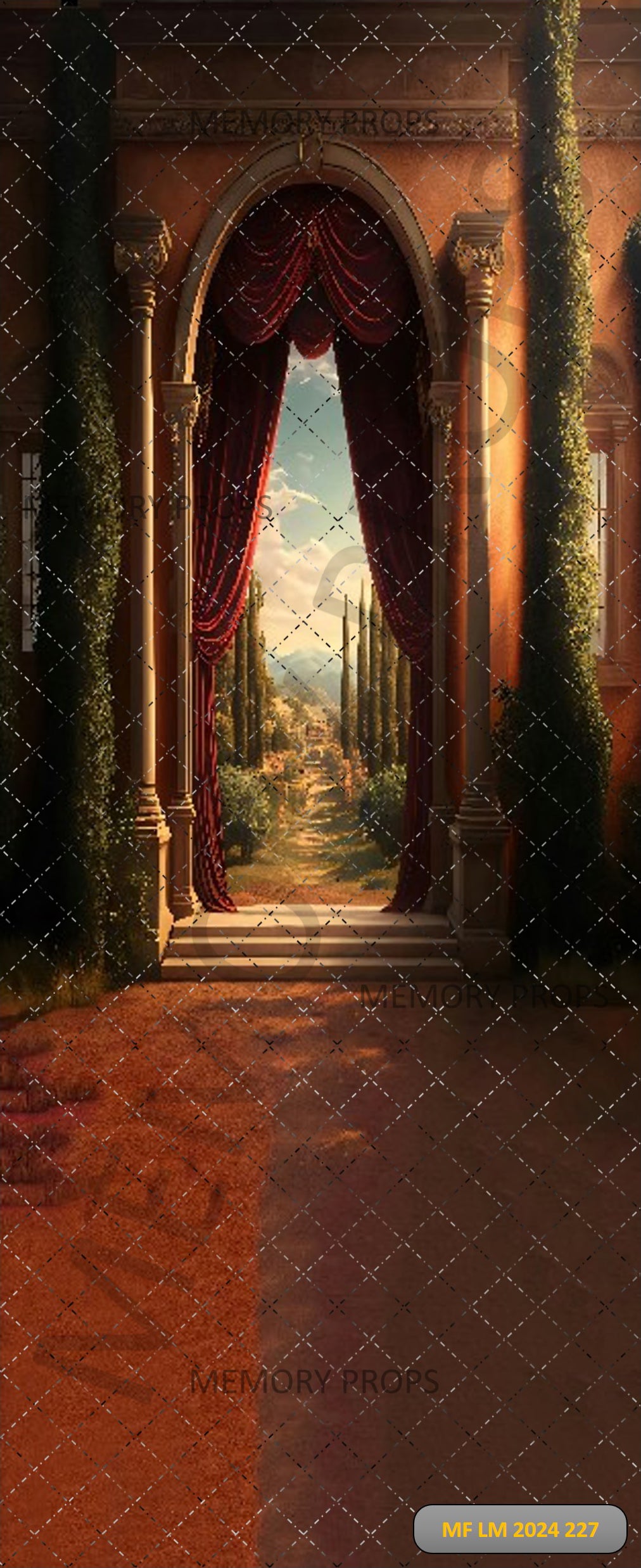 ARCH DOOR OUTSIDE SCENERY ROOM - PRINTED BACKDROPS