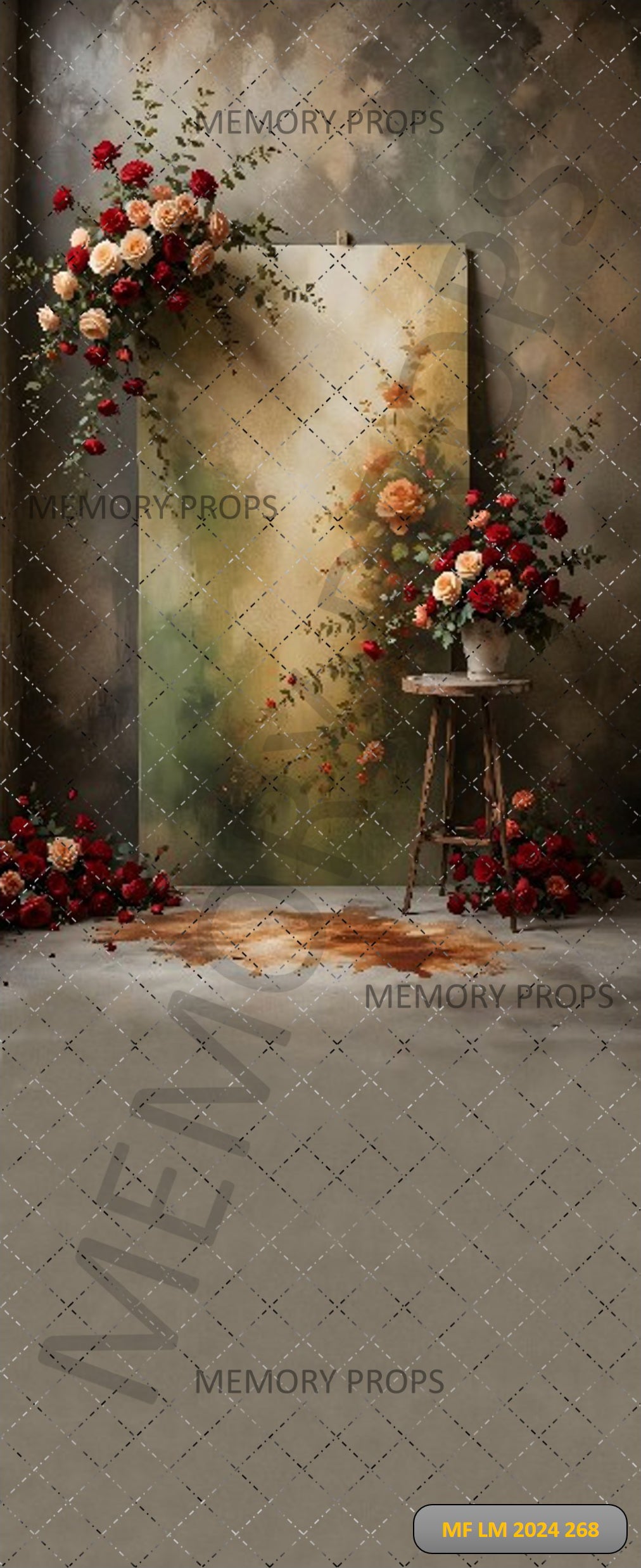 WALL WITH FLOWERS AND LIGHTS - PRINTED BACKDROPS