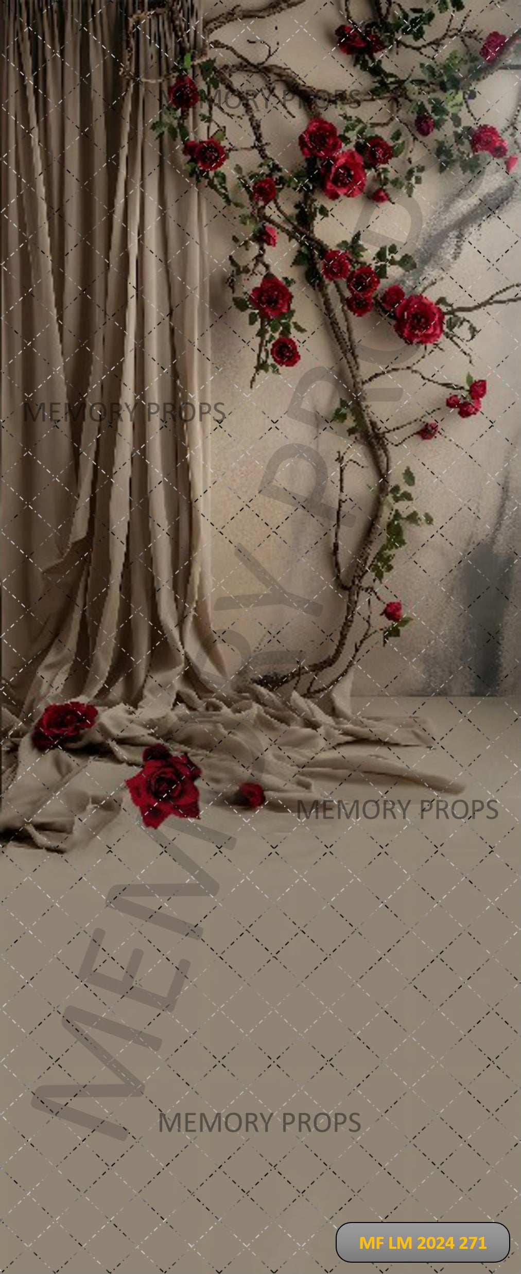 CURTAIN WITH RED ROSE - PRINTED BACKDROPS
