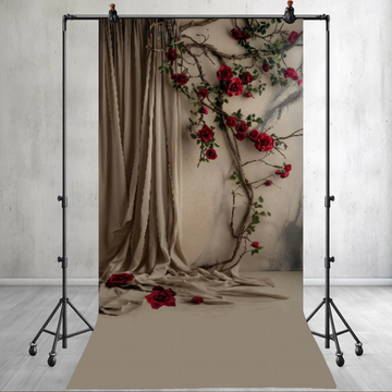 CURTAIN WITH RED ROSE - PRINTED BACKDROPS