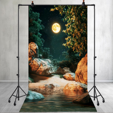 FOREST NIGHT WITH MOON - PRINTED BACKDROP
