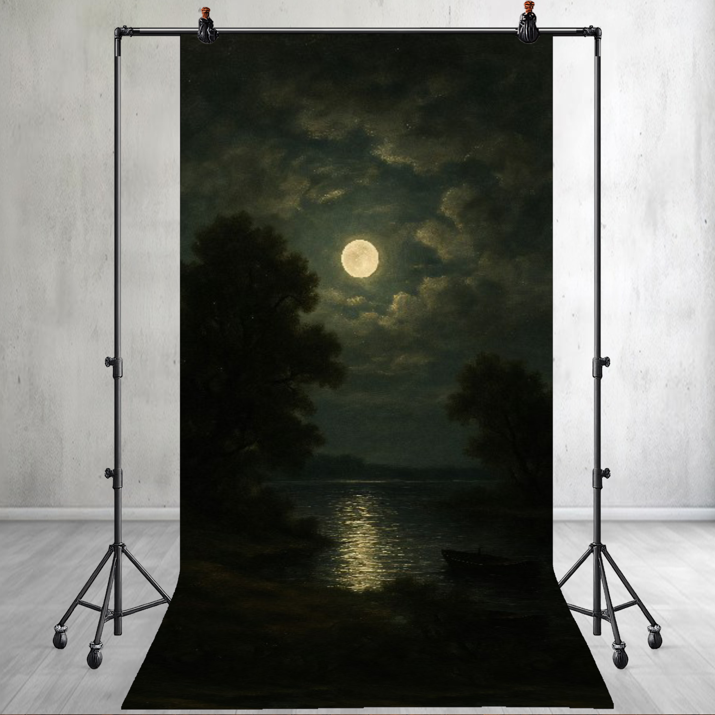 Moonlit Forest Lake printed Backdrop