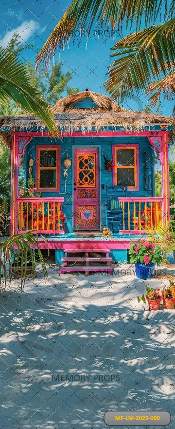 BOLD BRIGHT TROPICAL BEACH HOUSE - PRINTED BACKDROP