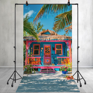 BOLD BRIGHT TROPICAL BEACH HOUSE - PRINTED BACKDROP