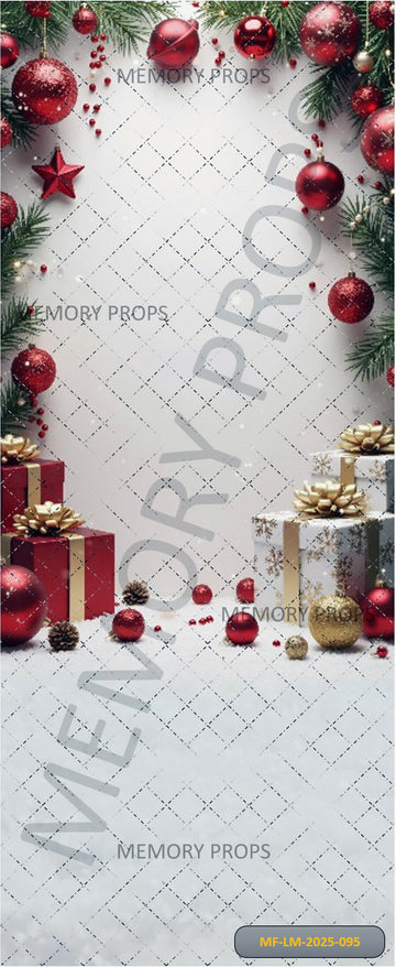 RED AND GOLD ORNAMENT CHRISTMAS - PRINTED BACKDROP