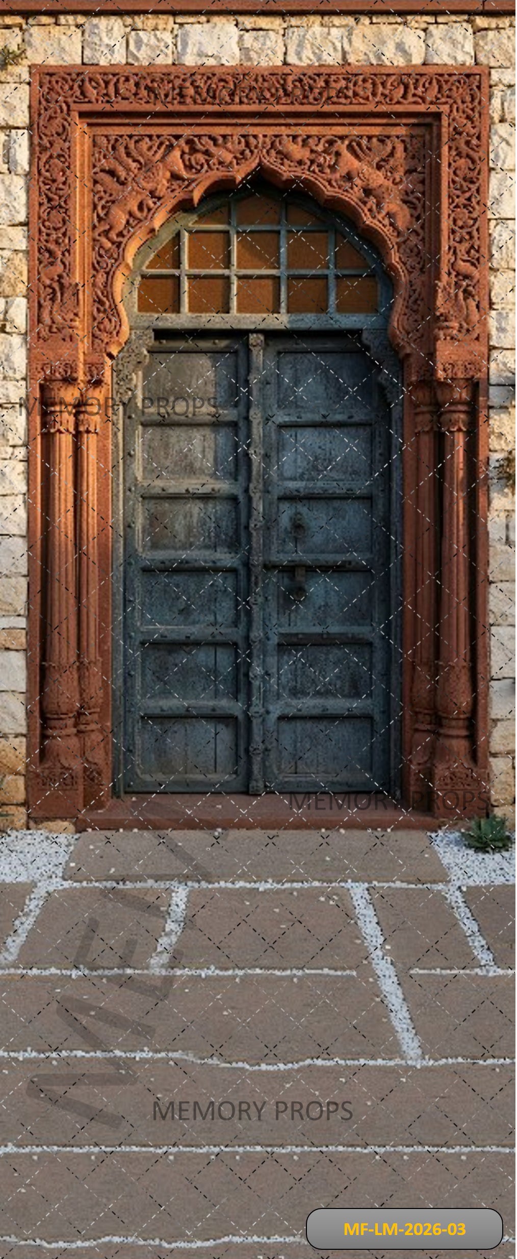 VINTAGE CARVED WOODEN DOOR ARCHITECTURE - PRINTED BACKDROP