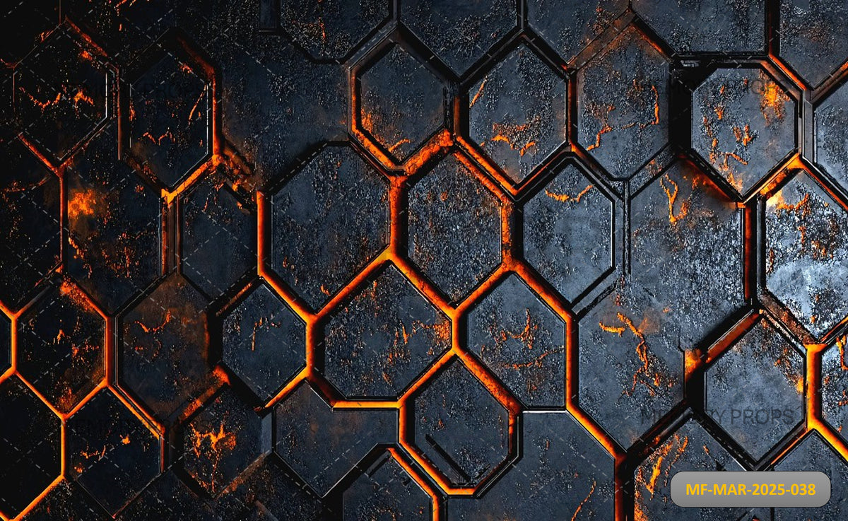 Hexagonal Fire Grid Printed Backdrop