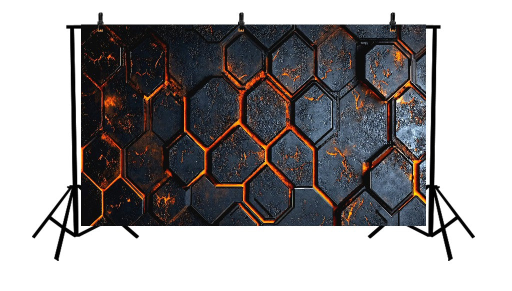 Hexagonal Fire Grid Printed Backdrop