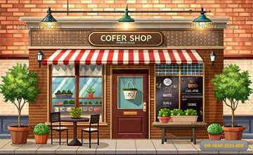 CLASSIC COFFEE SHOP FRONT - PRINTED BACKDROP