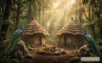 JUNGLE HUT FOREST DEER SETUP - PRINTED BACKDROP