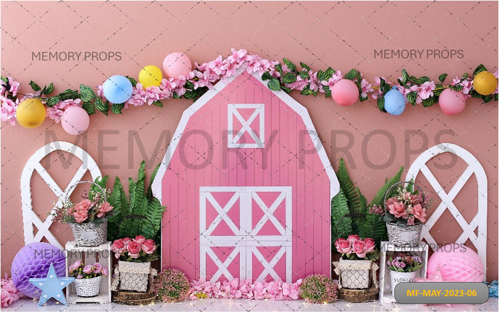 Sweet Pink Farm Birthday Printed Backdrop