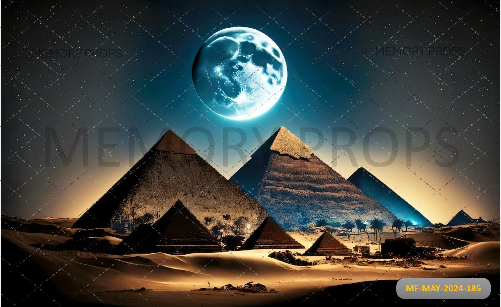 Full Moon Over Printed Backdrop