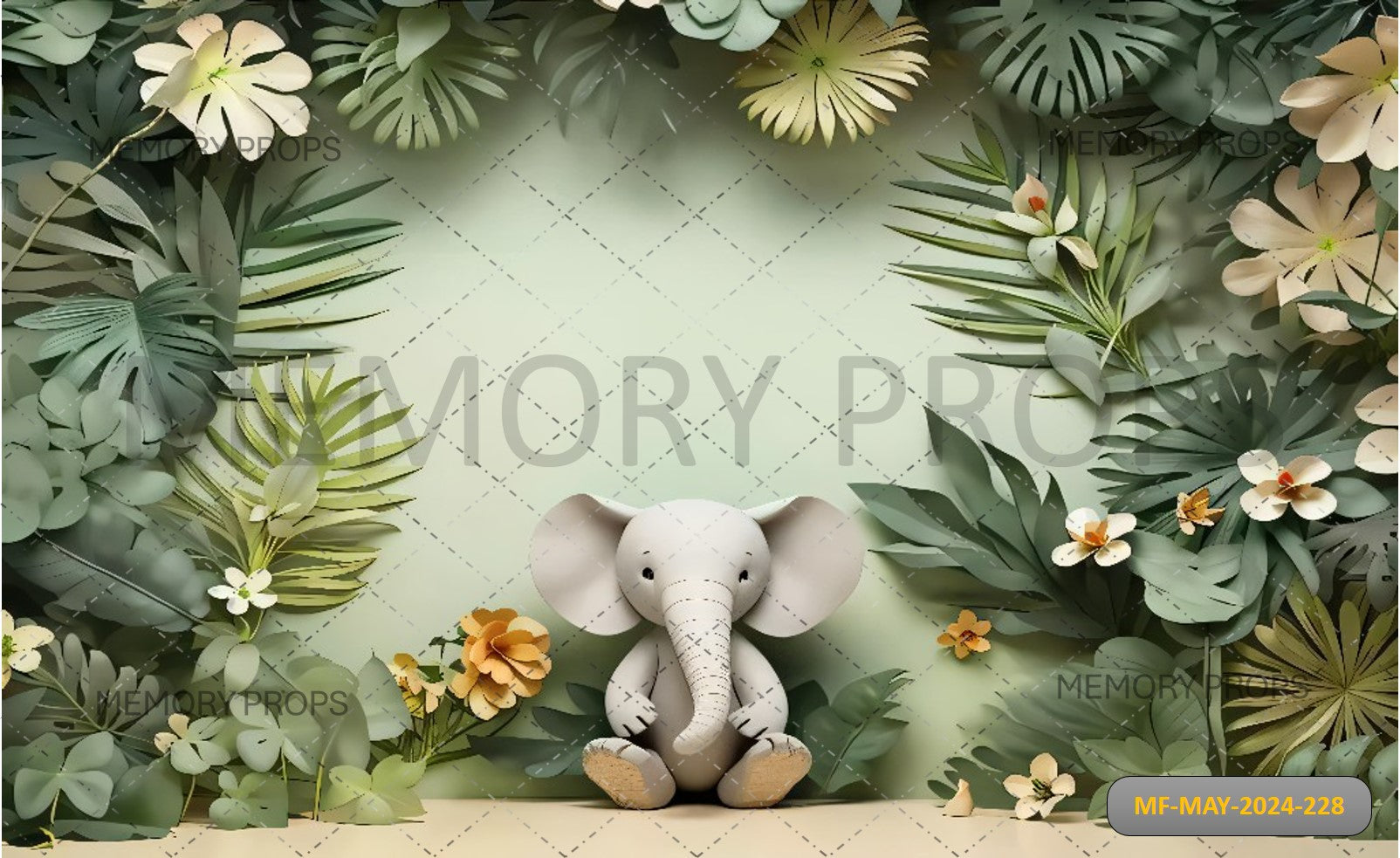 Elephant Bloom Printed Backdrop
