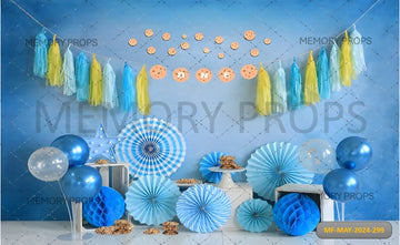 BIRTHDAY BLUE CAKE SMASH - PRINTED BACKDROP