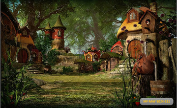 VILLAGE WITH ELVES COTTAGES - PTINTED BACKDROP