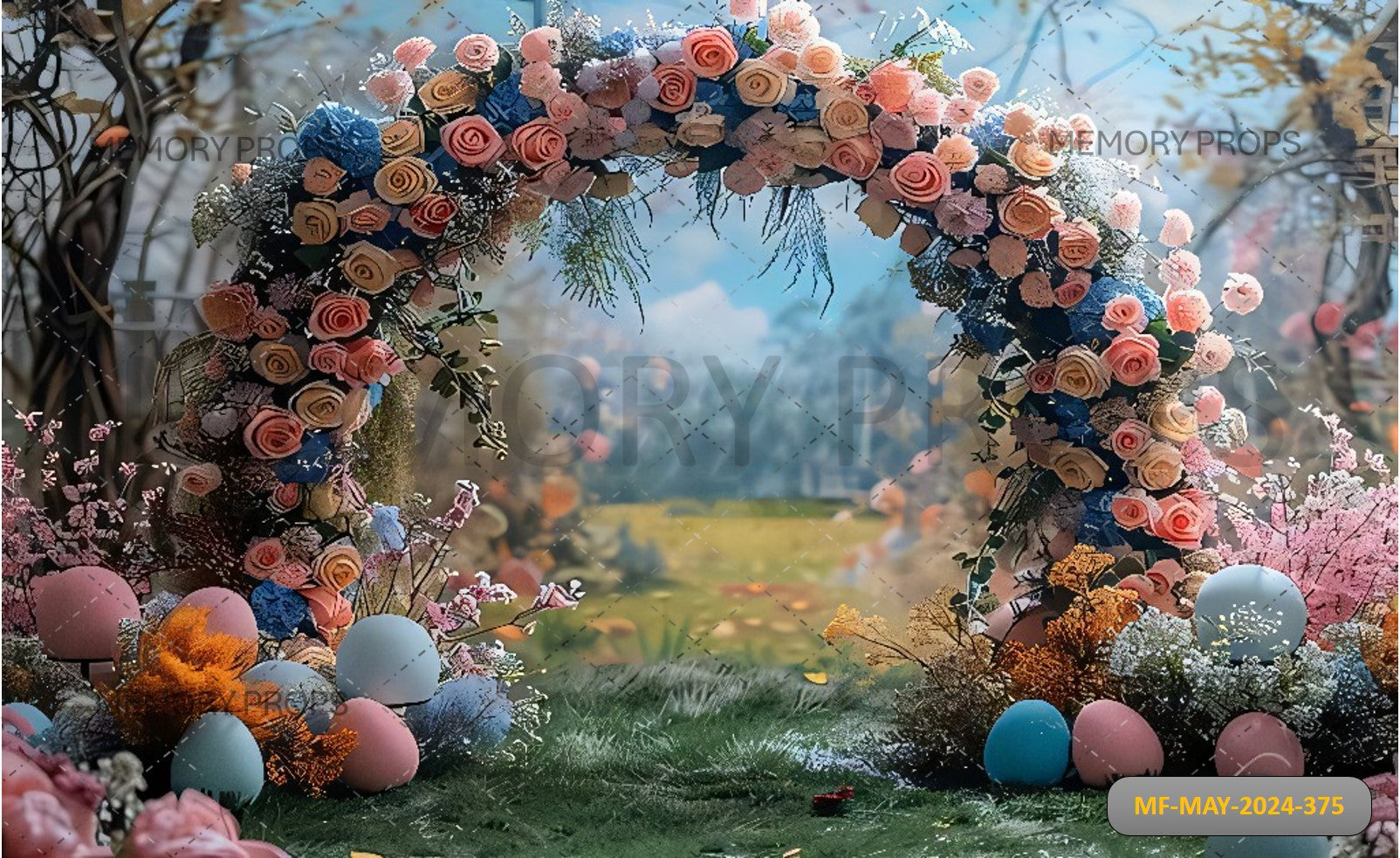SPRING EASTER FLORAL ARCH - PRINTED BACKDROP