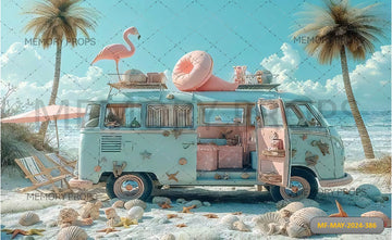 BEACH VIBES VAN – PRINTED BACKDROP