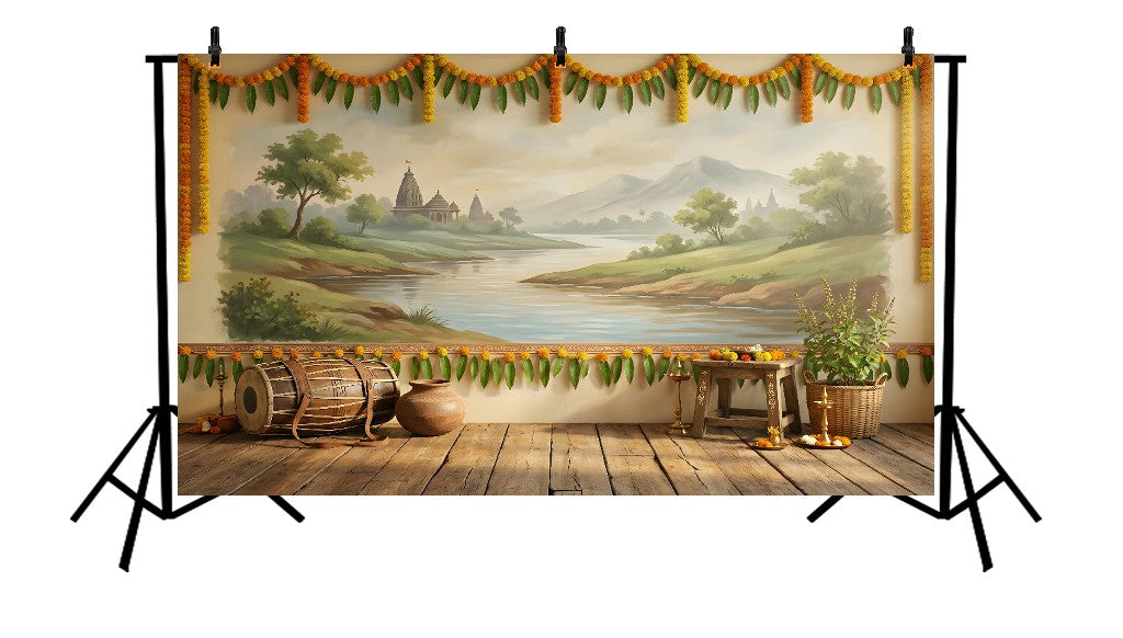 TRADITIONAL INDIAN VILLAGE FESTIVAL THEME - PRINTED BACKDROP