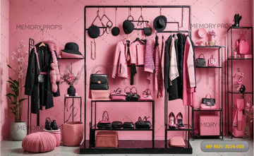 ARAFFE WITH PINK CLOTHS IN PINK ROOM - PRINTED BACKDROP