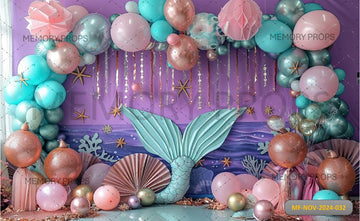 PURPLE WALL WITH A PICTURE OF A MERMAID - PRINTED BACKDROP