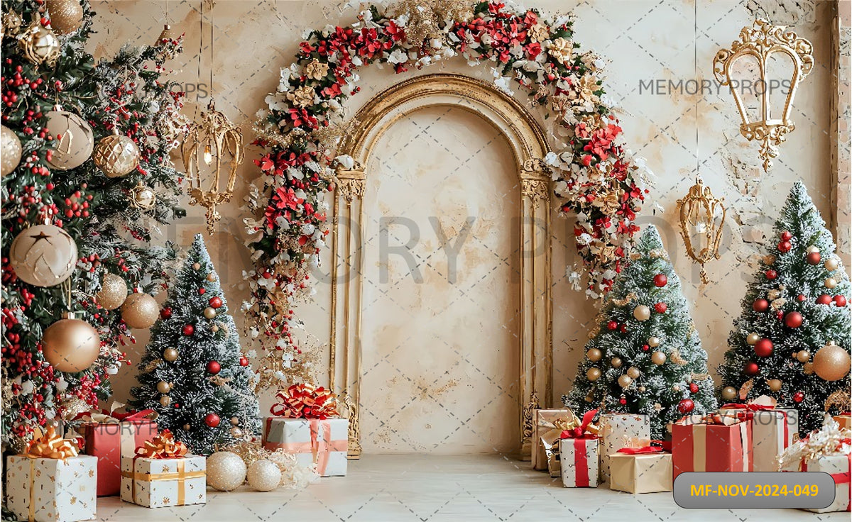 Christmas With Golden Arches Printed Backdrop