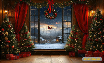 CHRISTMAS WINDOW SANTA CLAUS SLED - PRINTED BACKDROPS