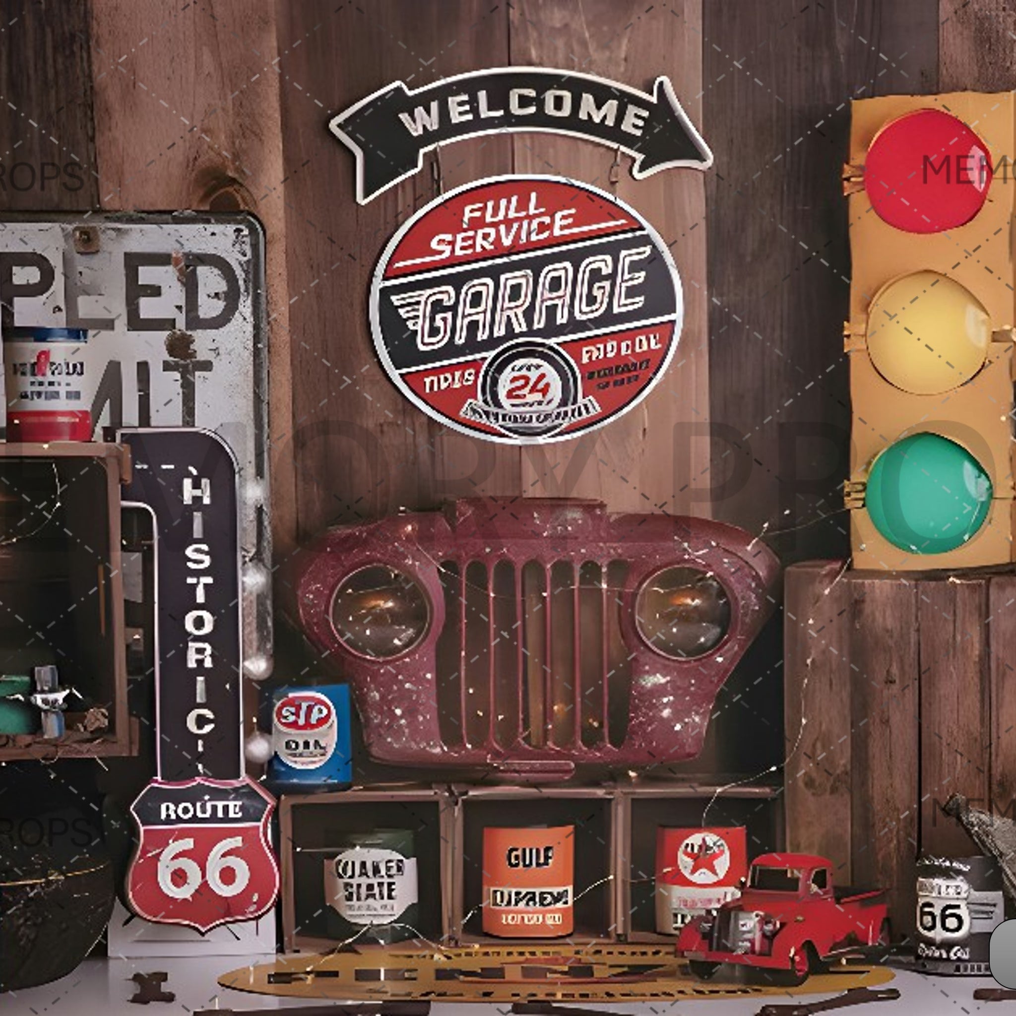 CAR SHOWER CURTAIN - PRINTED BACKDROP