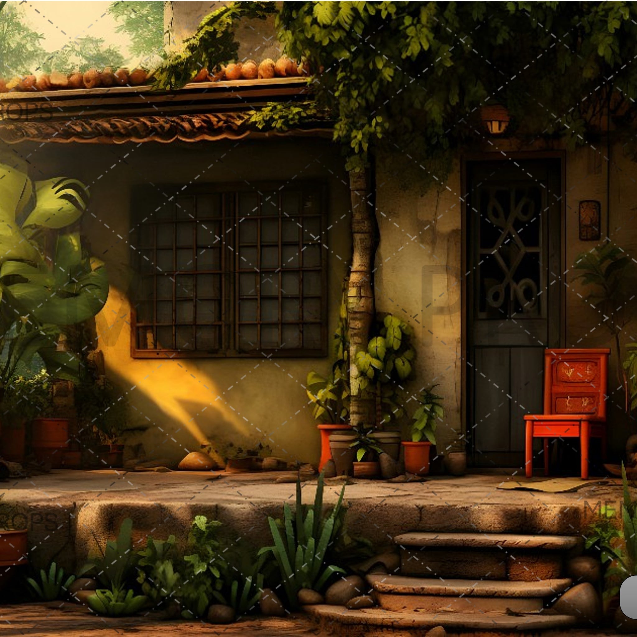 VILLAGE HOUSE - PRINTED BACKDROP