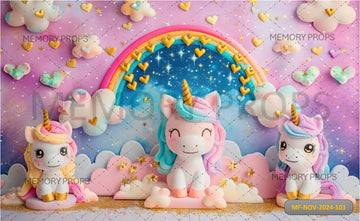 UNICORN WITH A RAINBOW - PRINTED BACKDROP