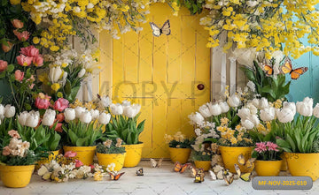 SUNNY YELLOW SPRING DOORWAY - PRINTED BACKDROP