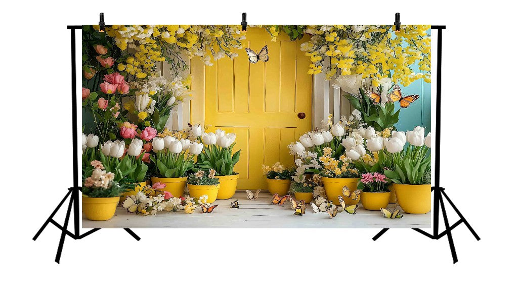 SUNNY YELLOW SPRING DOORWAY - PRINTED BACKDROP